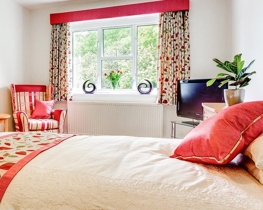 Redcot red and white floral bedroom