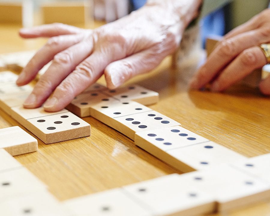 playing dominoes