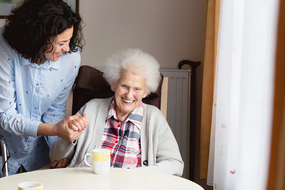 Senior woman getting care and assistance
