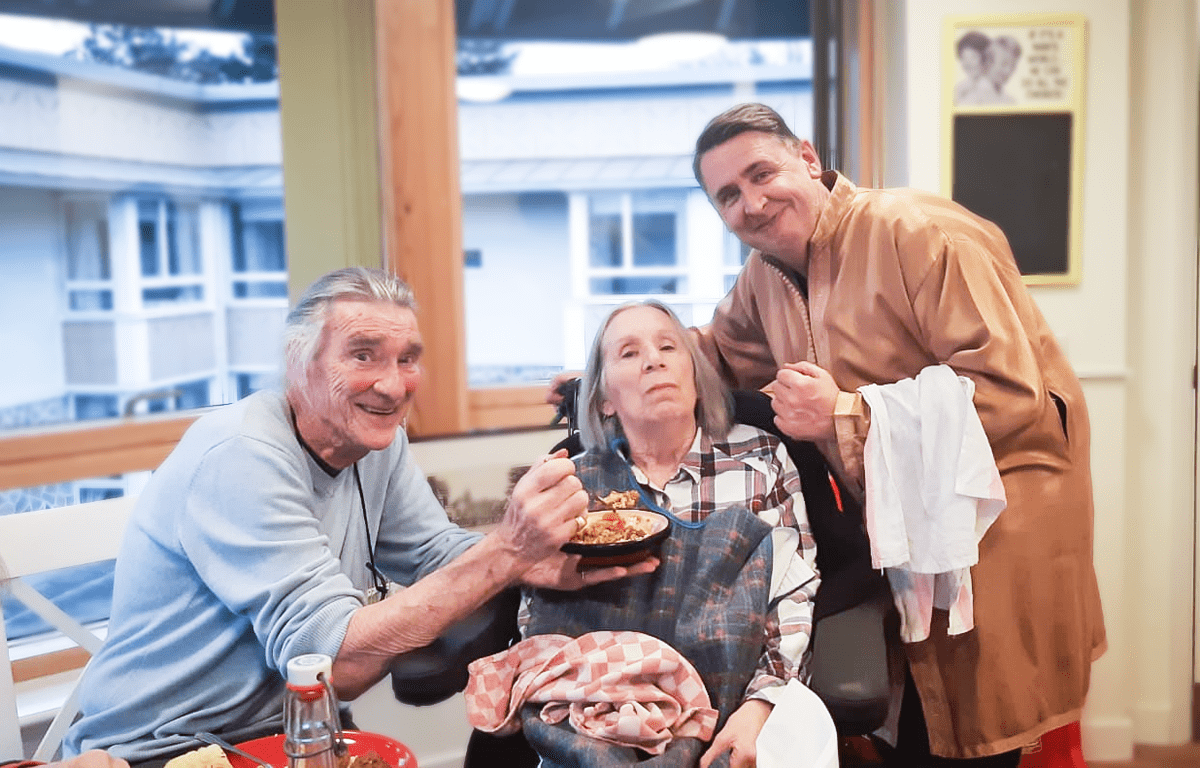 Bill, Val and a member of staff at our Malvern care home