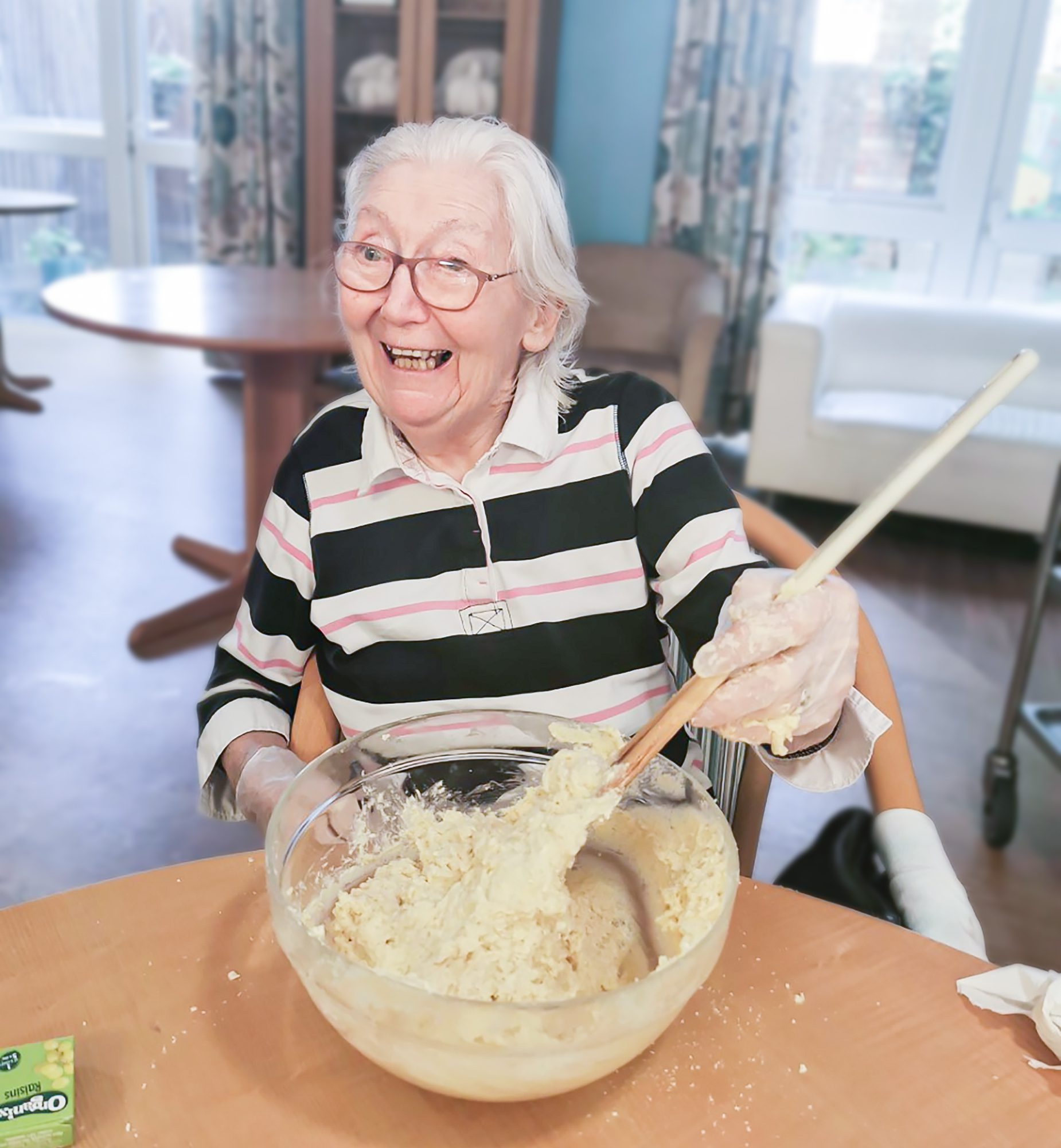 A Bernard Sunley care home resident baking scones