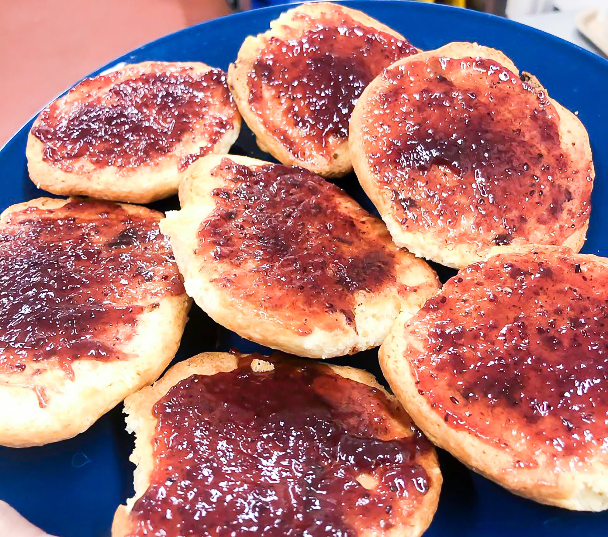 Freshly baked scones with jam