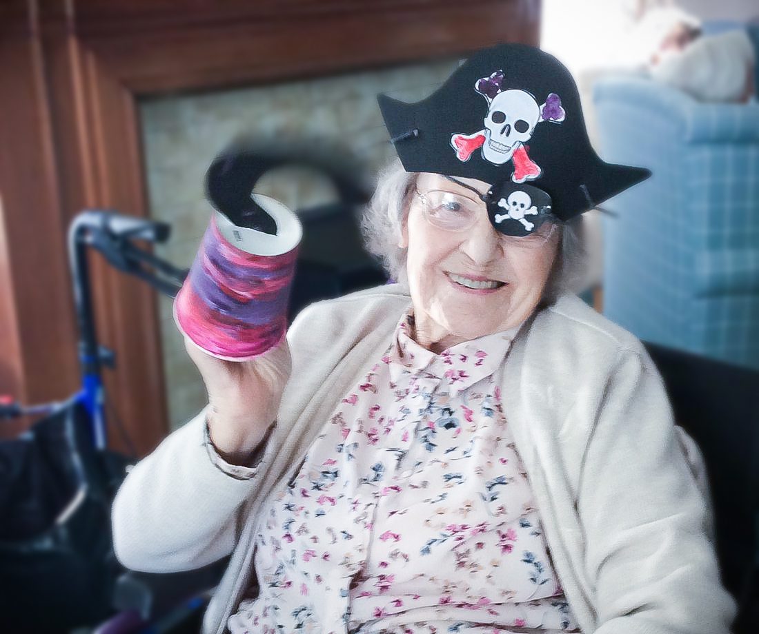 A resident at Redcot care home dressed as a pirate