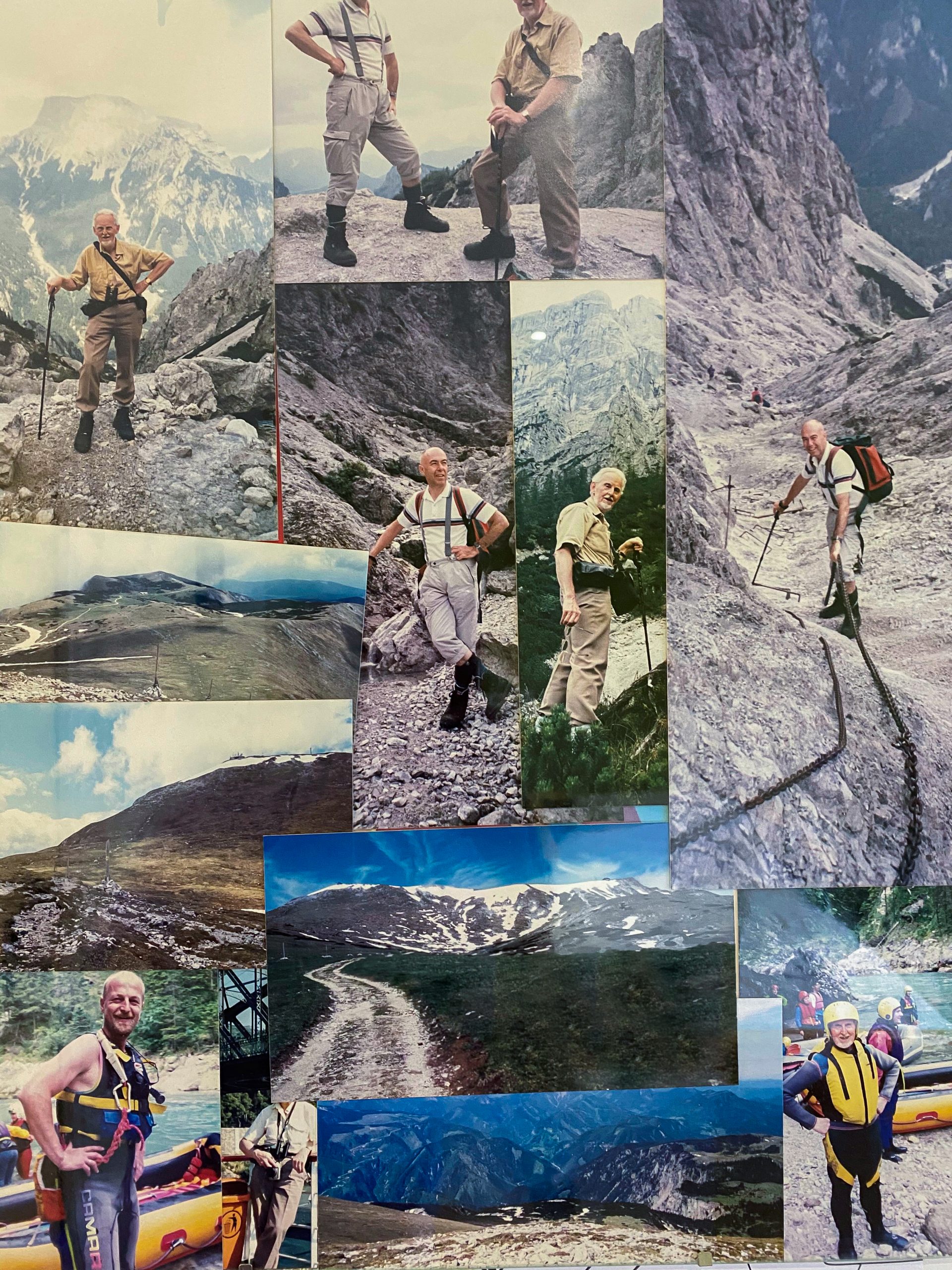 A collage of images showing Woking resident Brian hiking in Austria