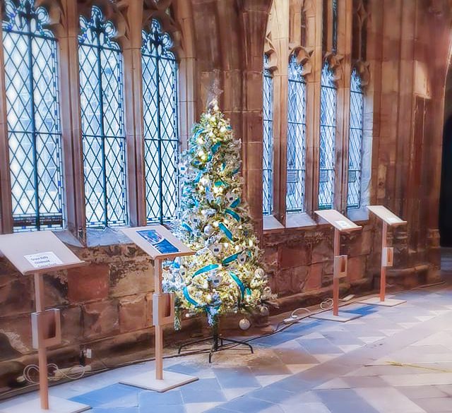 Friends of the Elderly decorated Christmas tree at Worcester Cathedral