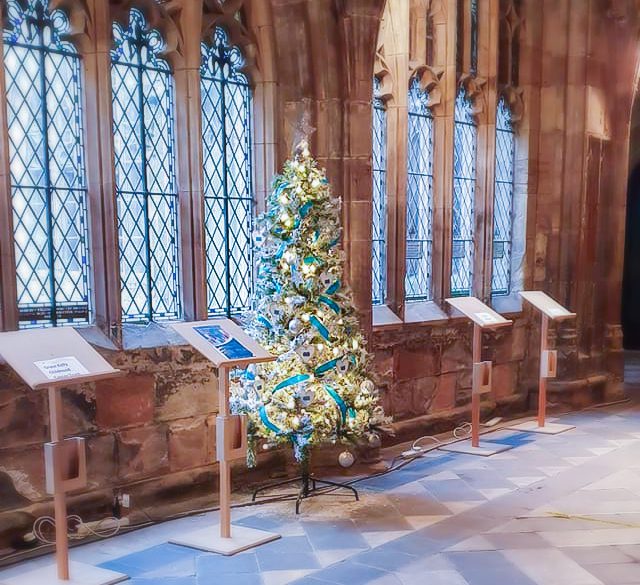 Friends of the Elderly decorated Christmas tree at Worcester Cathedral