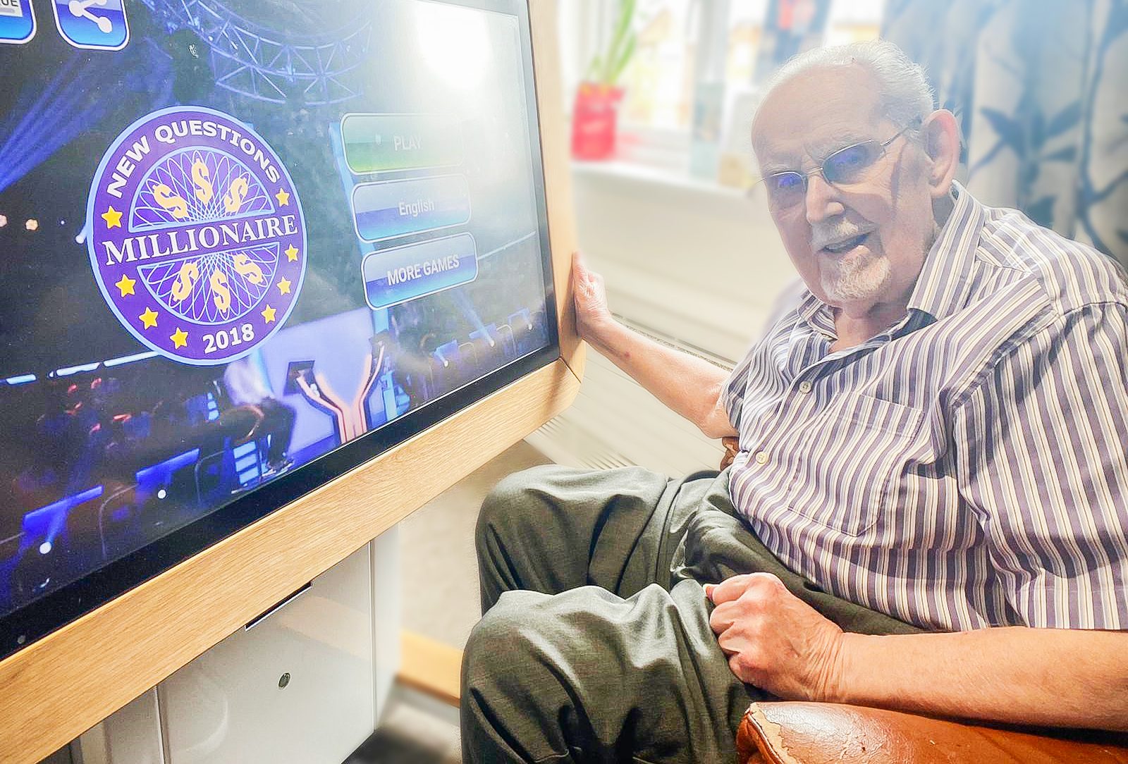 Bernard Sunley resident using the interactive Rainbow Table