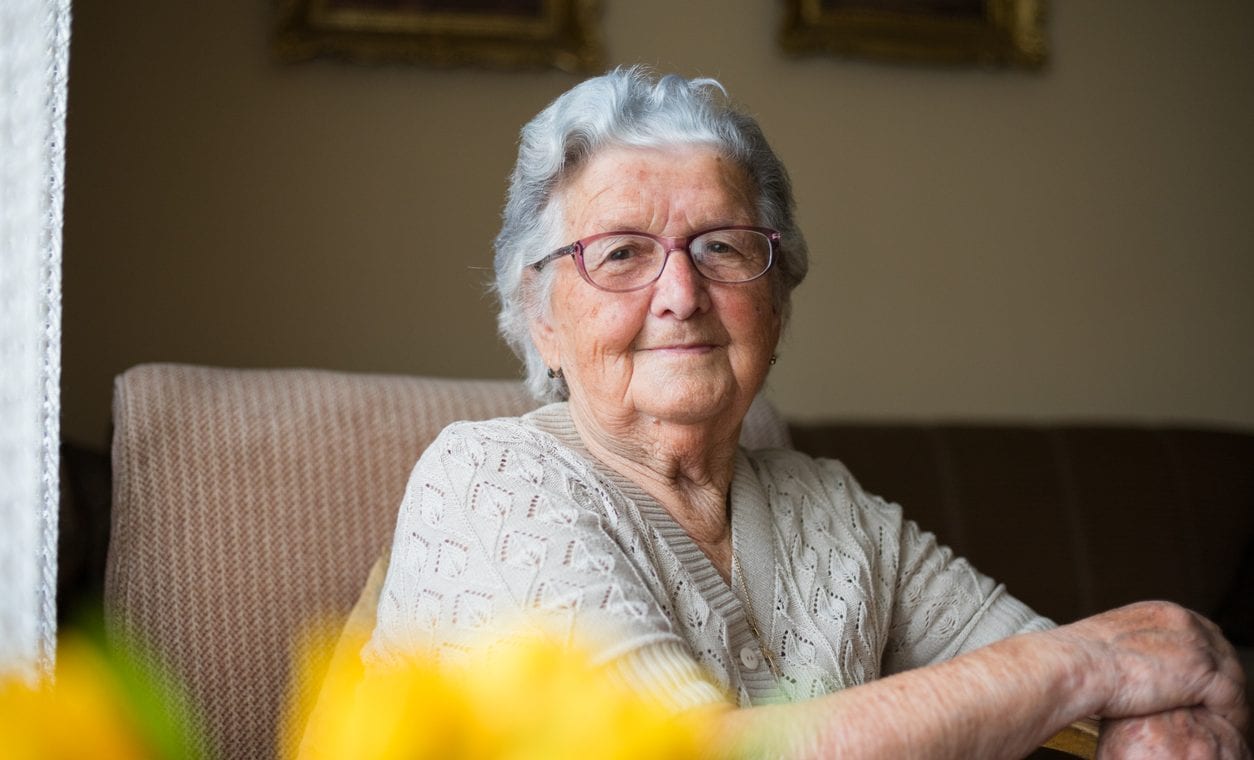 Close-up portrait of happy senior woman portrait