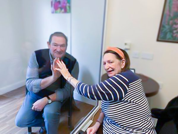 Malvern resident Margaret and her son Patrick on their first visit