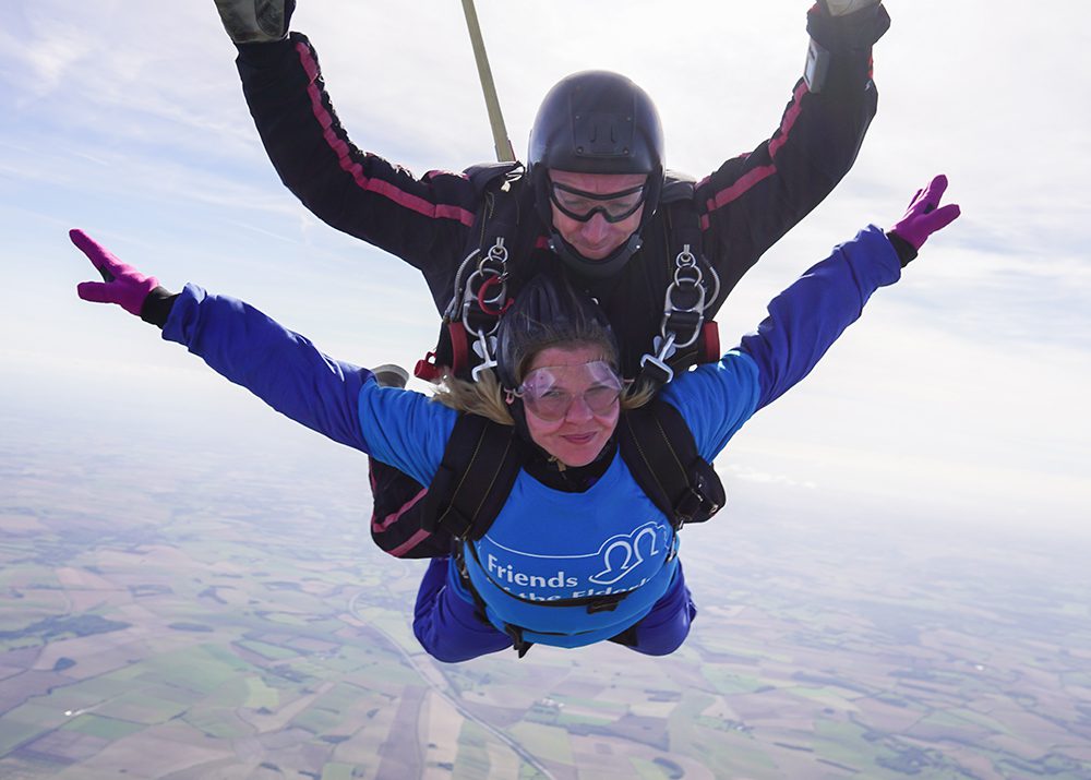 Elaine Banks on her fundraising skydive. 