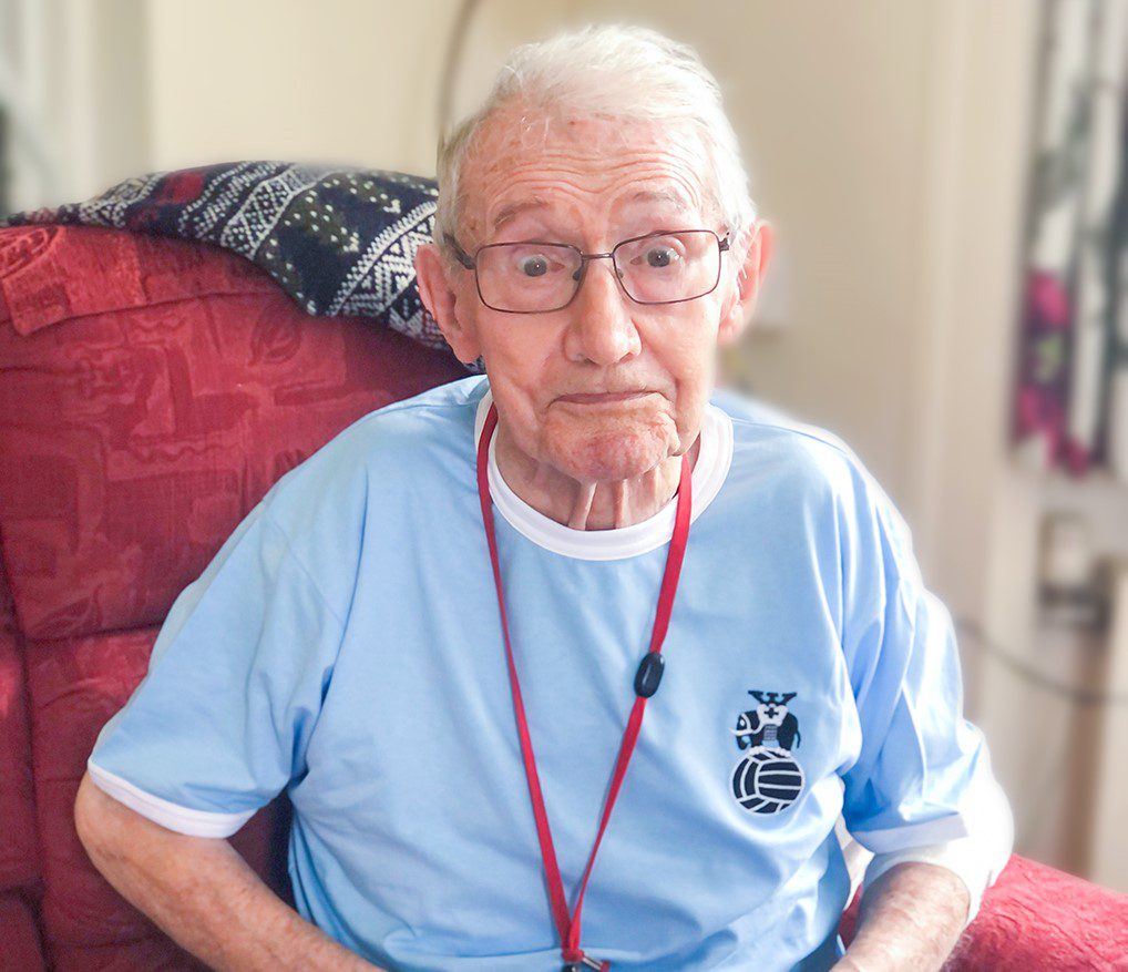 Brian on his milestone birthday wearing his new Coventry FC shirt. 