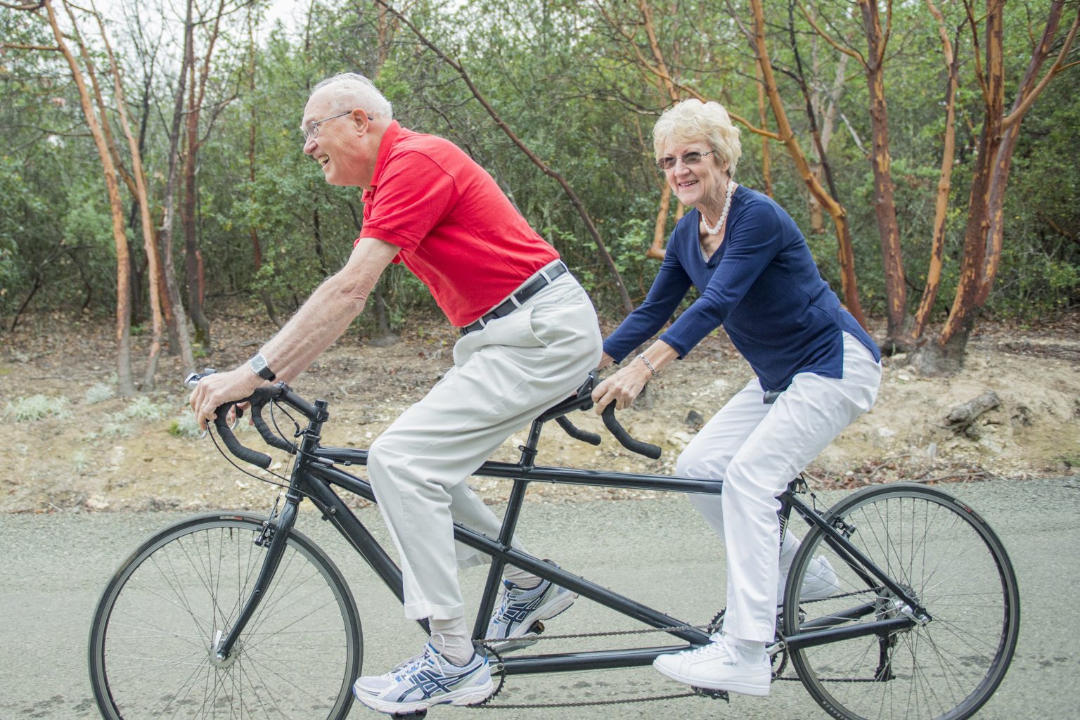 Elderly Couple on Tandem Bike