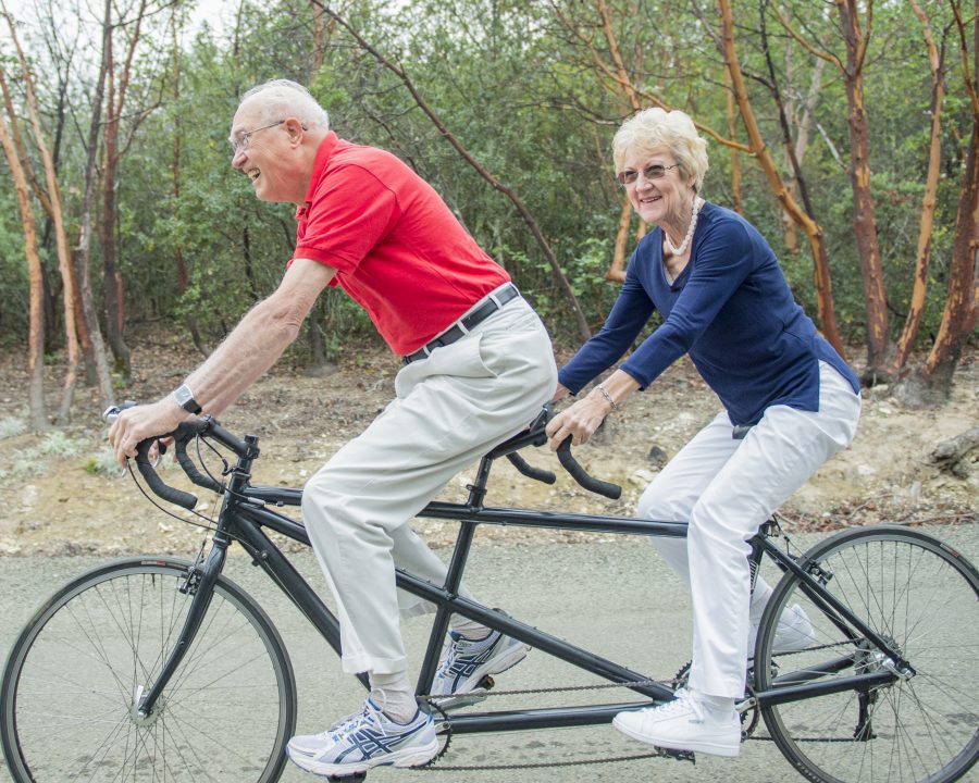 Elderly Couple on Tandem Bike
