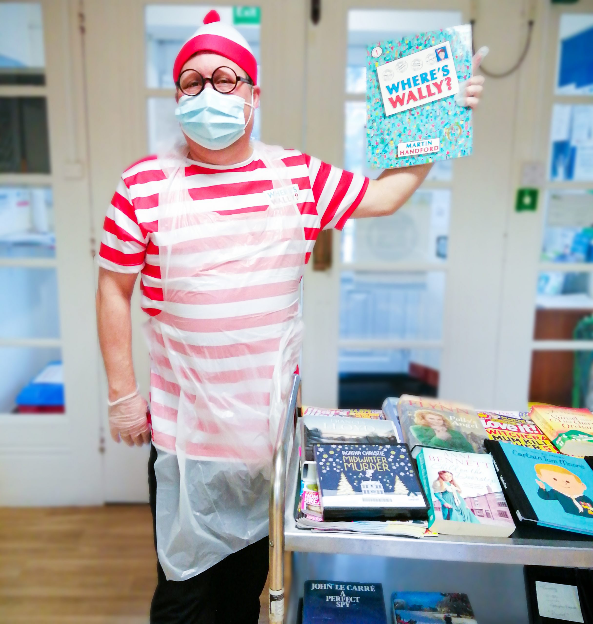 Rob Paton dressed as Wally for World Book Day. Rob was nominated for an award for the activities he provides for residents at the home.