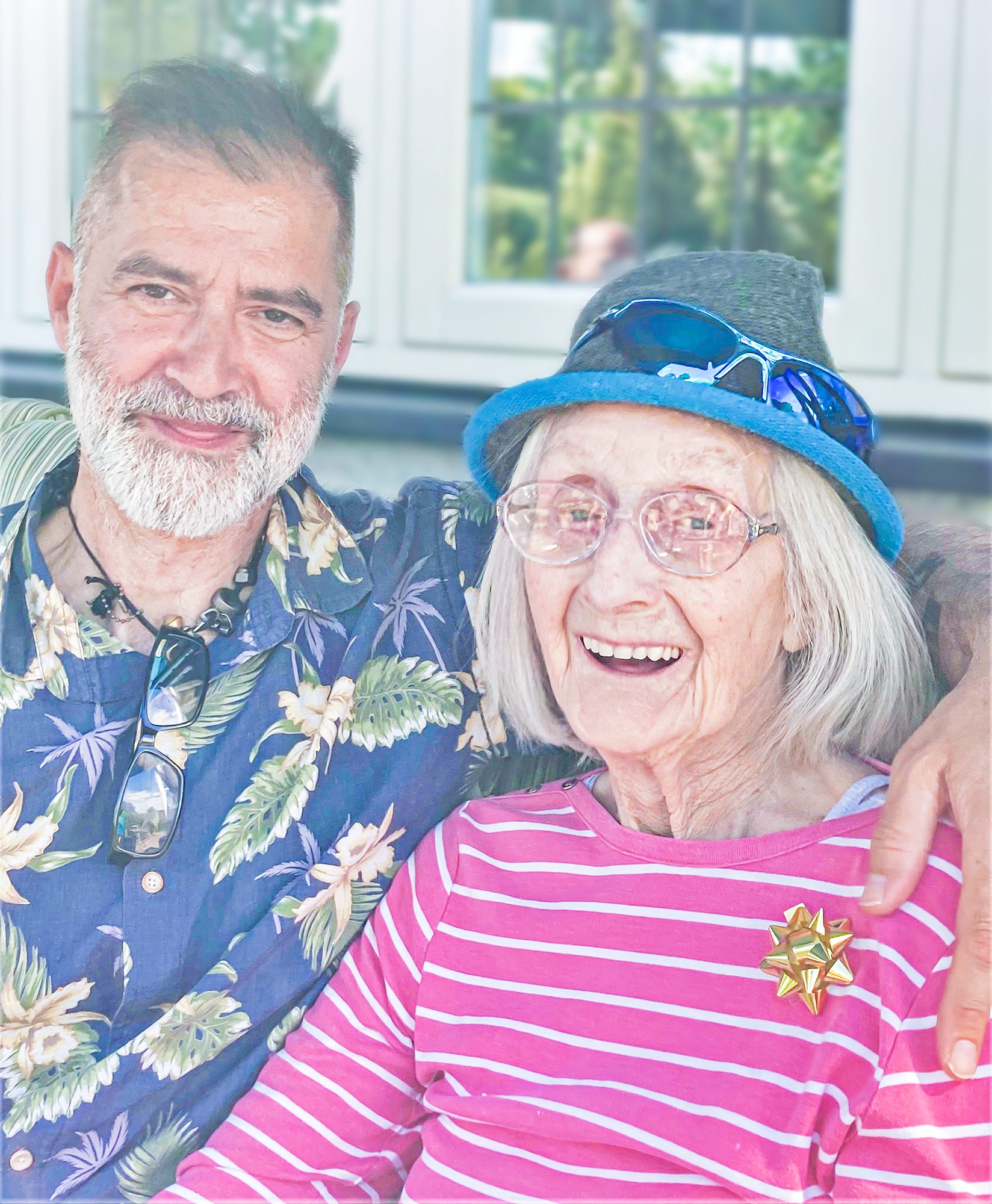 Dora with her son Simon on her birthday.