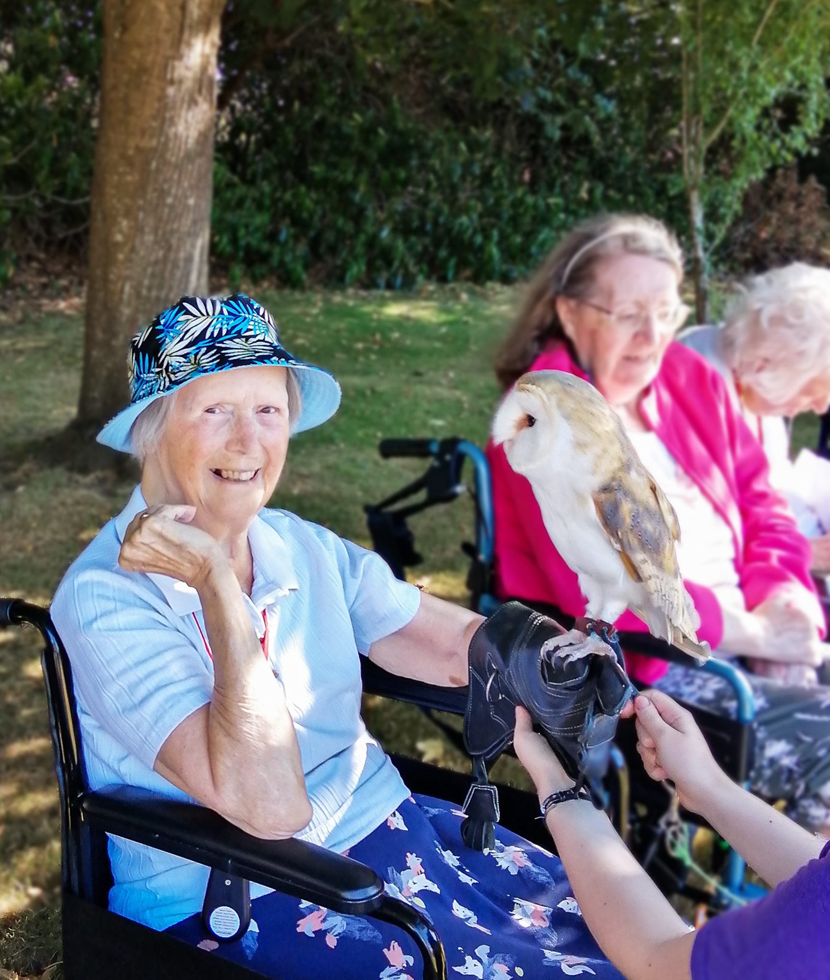 RNNH Resident with an Owl from Creature Teachers on her arm