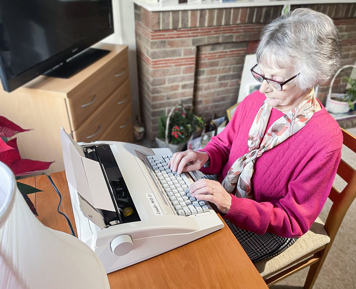 Pauline writing her poem. 