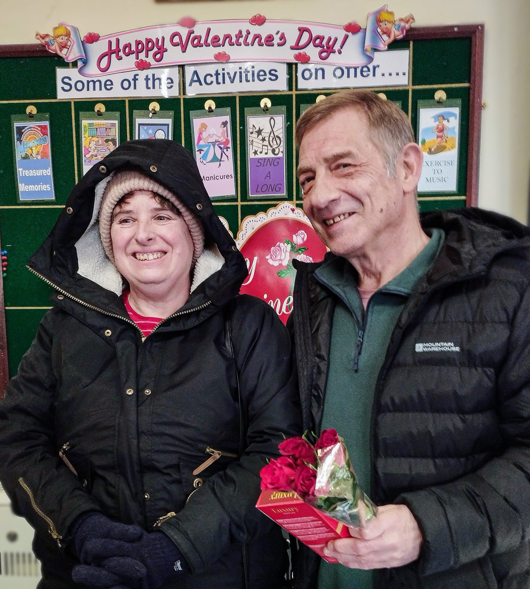 Kidderminster Day Care clients Wendy and Dave on Valentine's Day