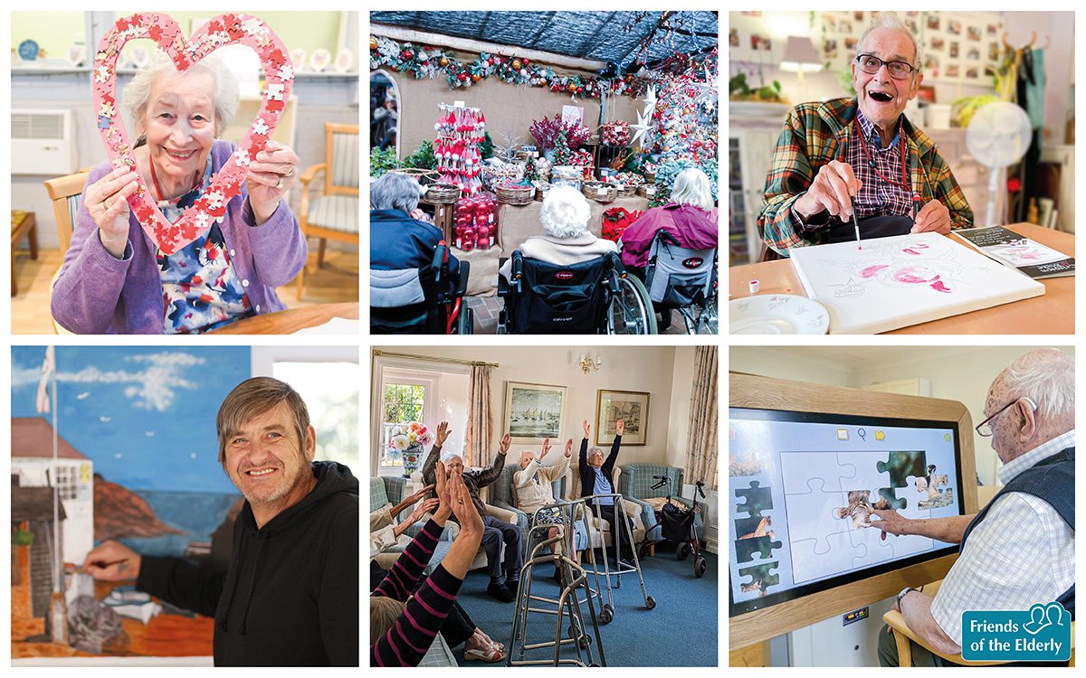 Collage of images of residents taking part in activities. 