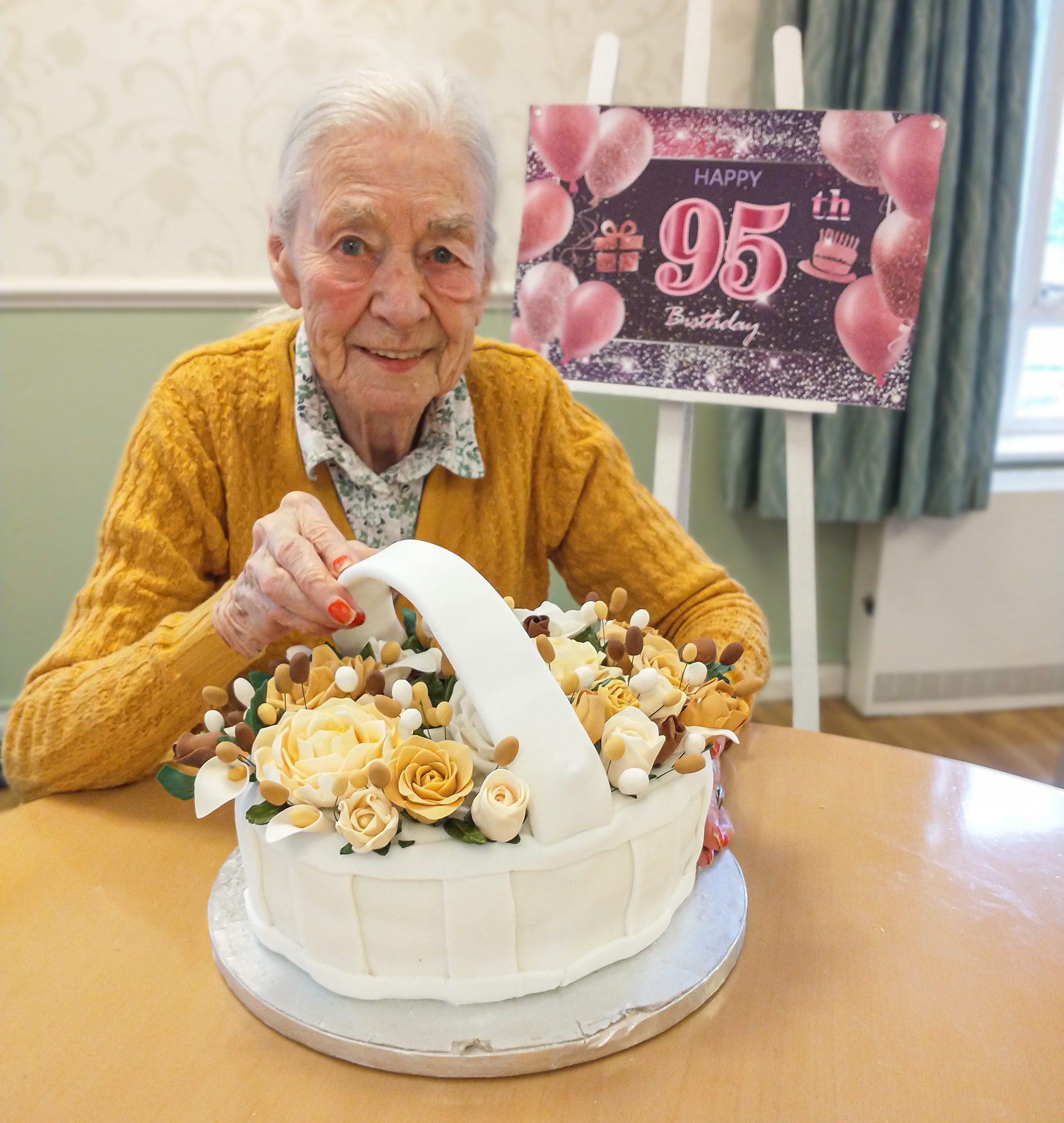 Kathleen with her birthday cake. 