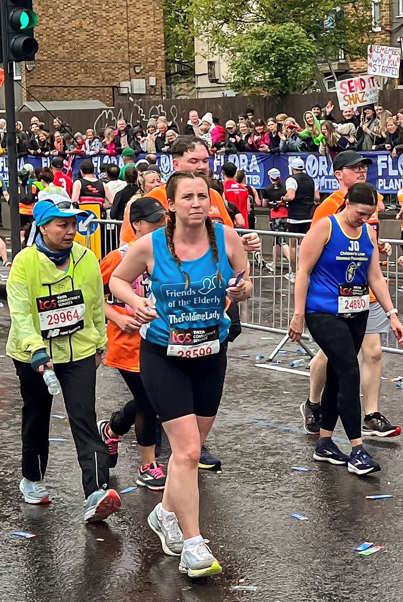 Sophie running the marathon.