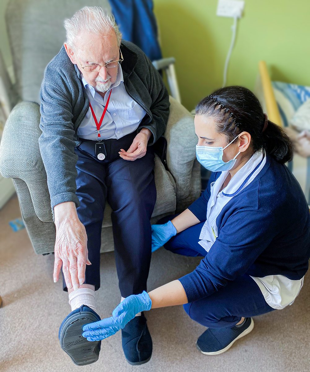 Namrata Singh with a resident during their physio session.