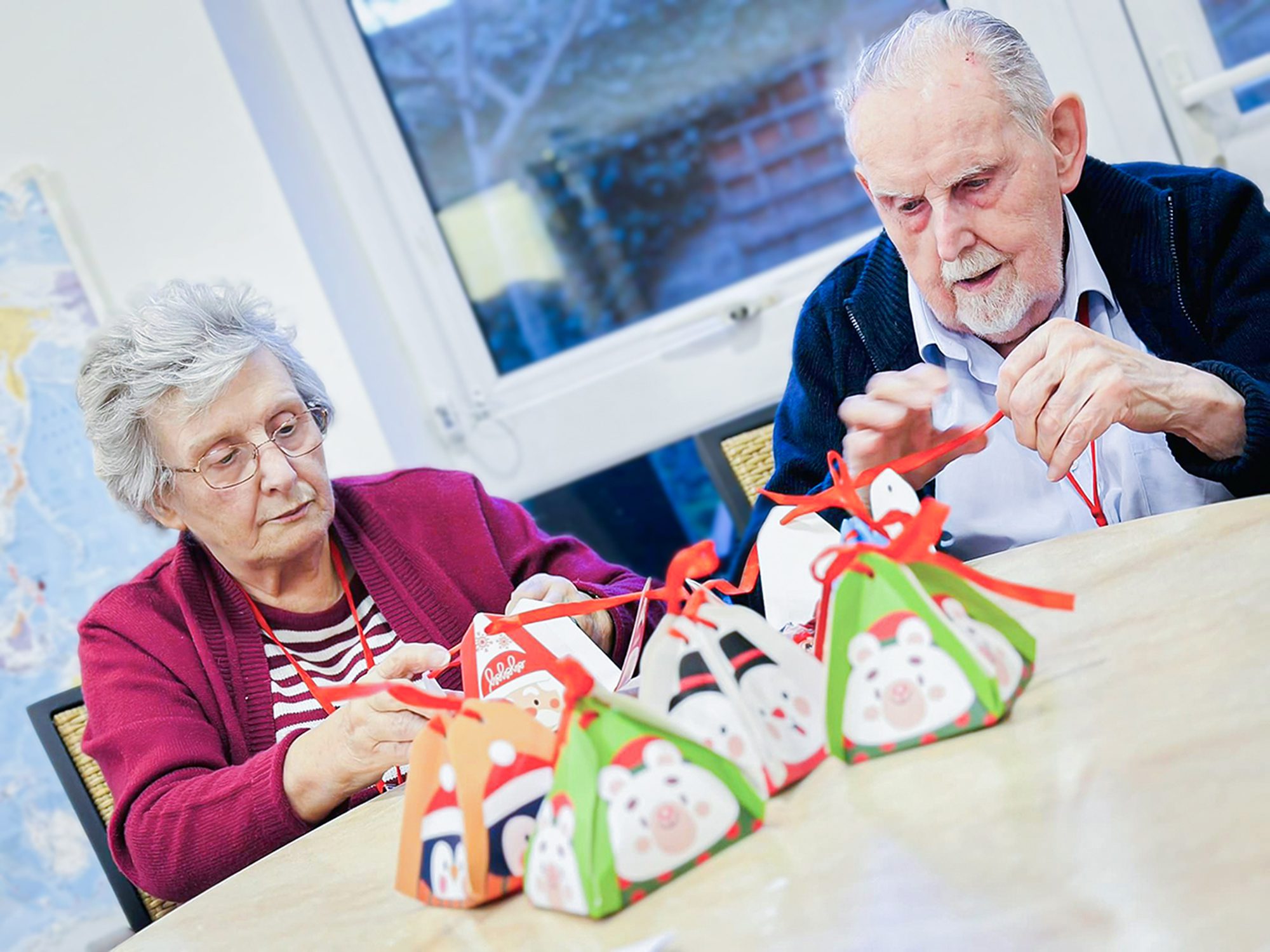 Residents at Bernard Sunley care home making festive treat bags