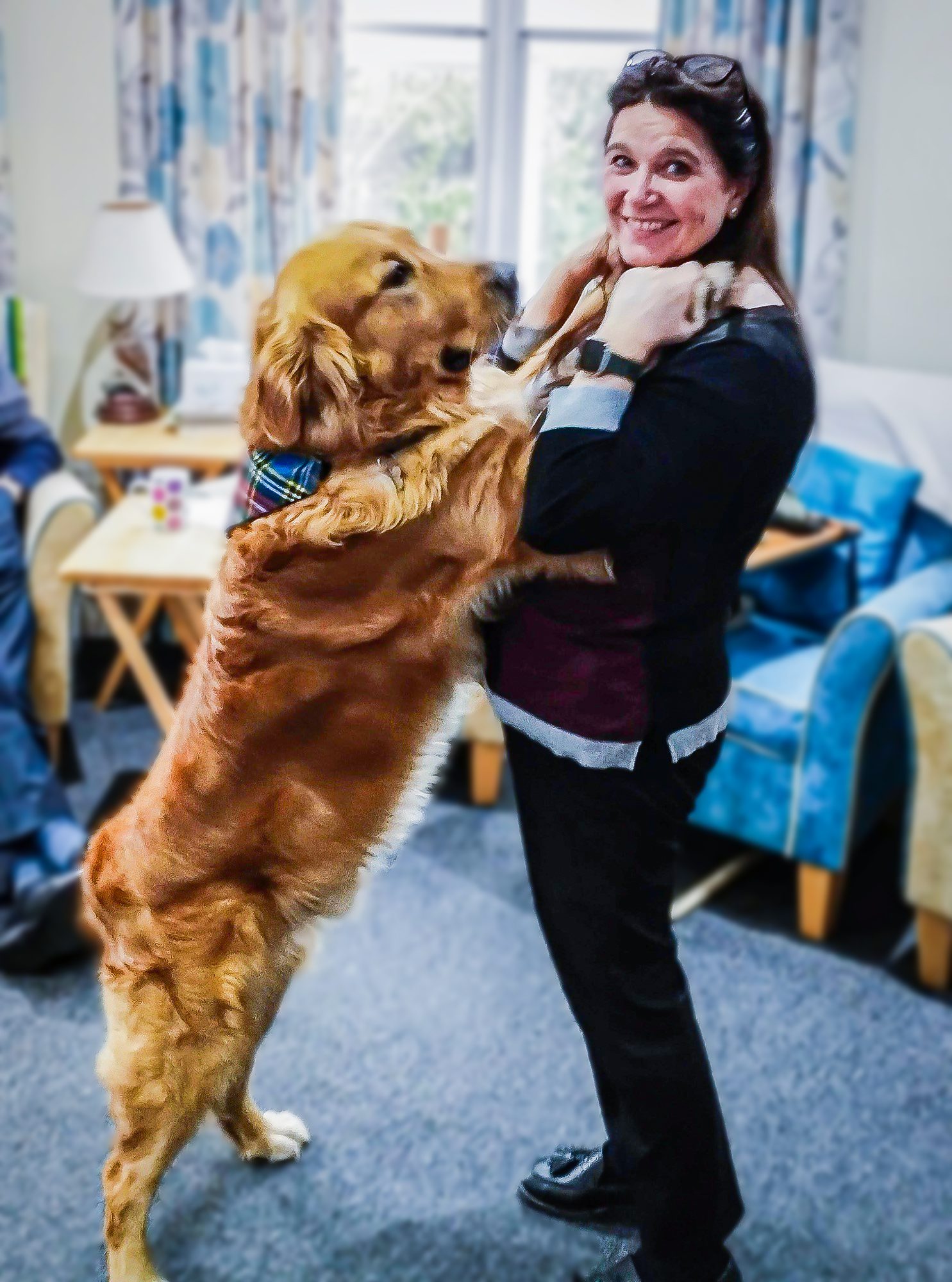 Shirley with a dog. 