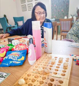 A resident playing Bingo on National Bingo Day.