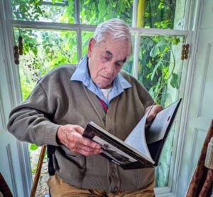 Books being read by a Lawn care home resident.