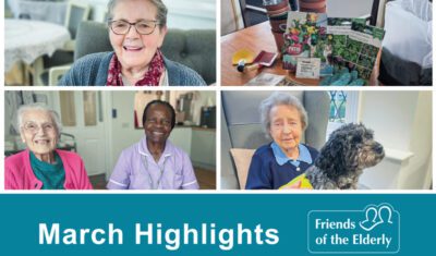 A compilation of four images used in Friends of the Elderly's '2025 March Highlights' news story.