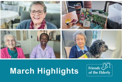 A compilation of four images used in Friends of the Elderly's '2025 March Highlights' news story.
